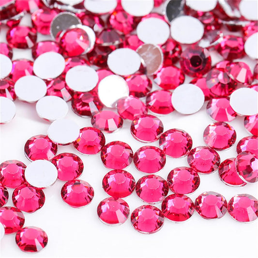 3000 Pieces SS6 2mm Flatback Rhinestones Clear Glass Round Gems Crystals for Nail Art DIY Crafts Clothes Shoes Bags （Light Rose Red）