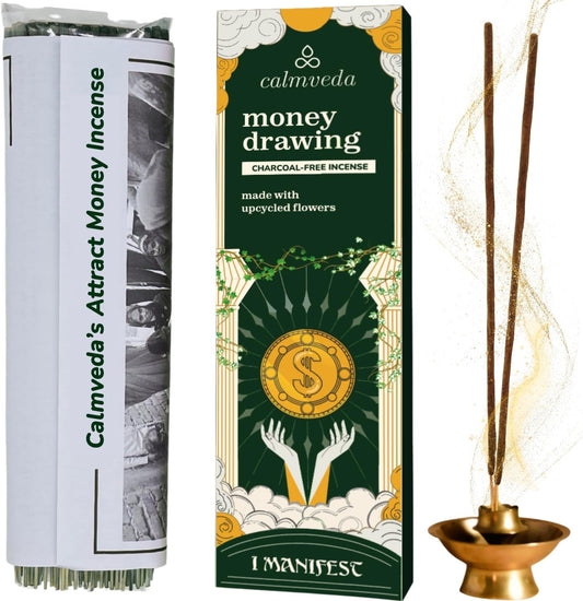 Attract Money Incense Sticks - for Manifestating Abundance (80+ Sticks) with Aventurine Crystal Keychain for Unlocking Wealth | Spicy Aroma of Cinnamon Incense & Clove