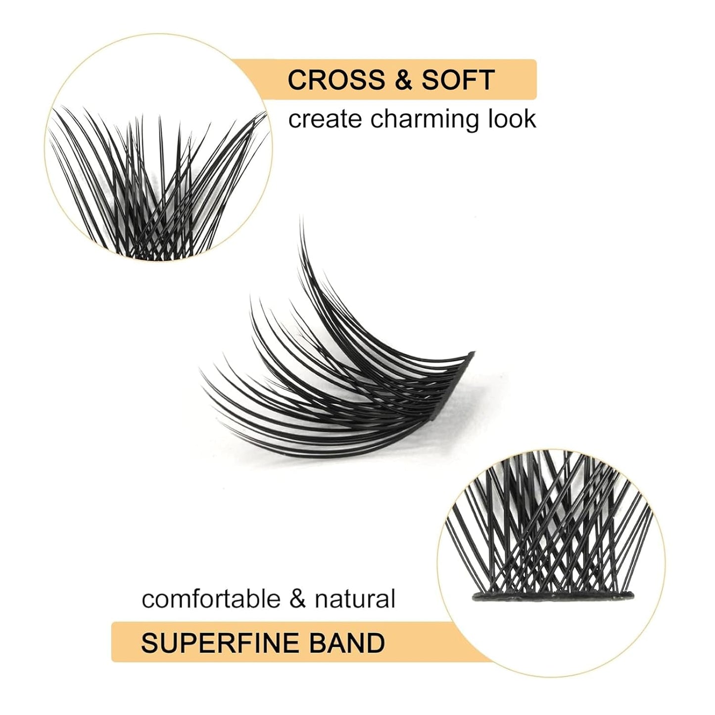 QUEWEL Cluster Lashes 72 Pcs Wide Stem Individual Lashes C/D Curl 8-16mm Length DIY Eyelash Extension False Eyelashes Soft for Personal Makeup Use at Home (H03-C-16)
