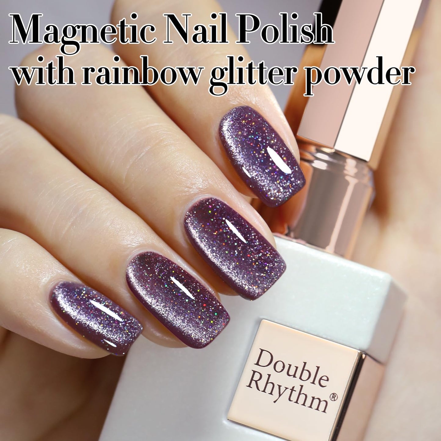 Double Rhythm 0.5 OZ Cat Eye Gel Polish with Magnet 15ML Holographic Glitter Shimmer Translucent Jelly Color Magnetic Nail Polish Salon DIY at Home (MC1062)
