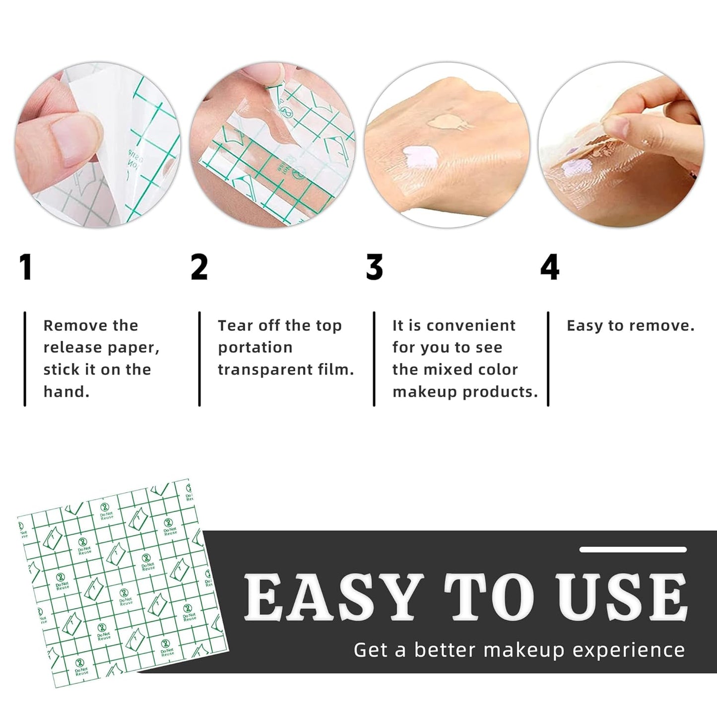 500 Pieces Makeup Hand Palette,Disposable Adhesive Makeup Mixing Tray,Waterproof Makeup Tape,For Mix Foundation And Keep Hands Clean When Applying Makeup