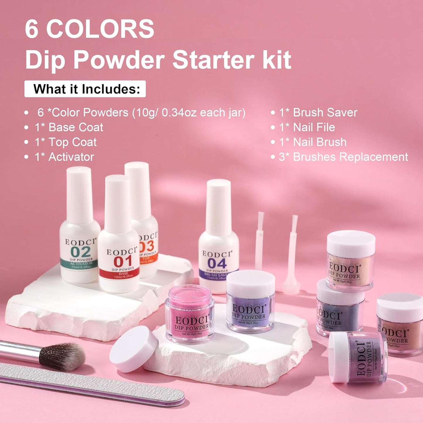 Changing Dip Powder Nail Set, 6 Colors Dipping Powder Kit With Base & Top Coat/Activator/Brush Saver,Chameleon Pink Blue Nail Dip Manicure Kits Cold Warm Temperature, No Needed Nail Lamp Curing