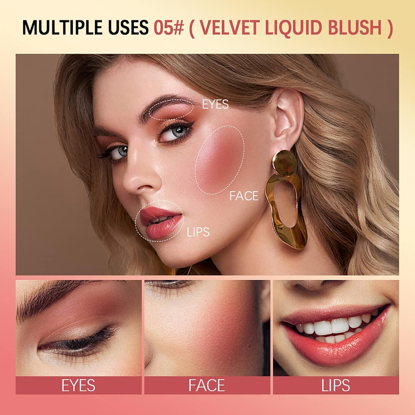 Liquid Blush, Soft Cream Liquid Blush for Cheeks, Light Weight,Long Lasting, Smudge Proof, Natural-Looking, Dewy Finish, For Natural-looking Flush & Everyday Wear (04#)