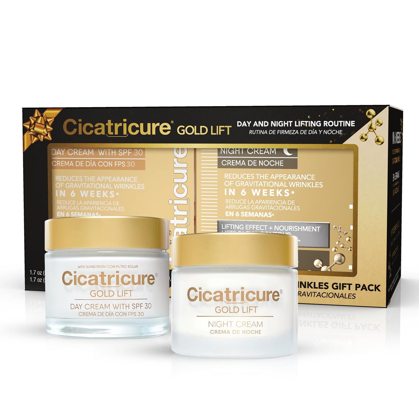 Cicatricure Gold Lift Anti Gravitational Wrinkles Day and Night Cream Bundle Gift Pack, 1.7 Ounce ( Pack of 2)