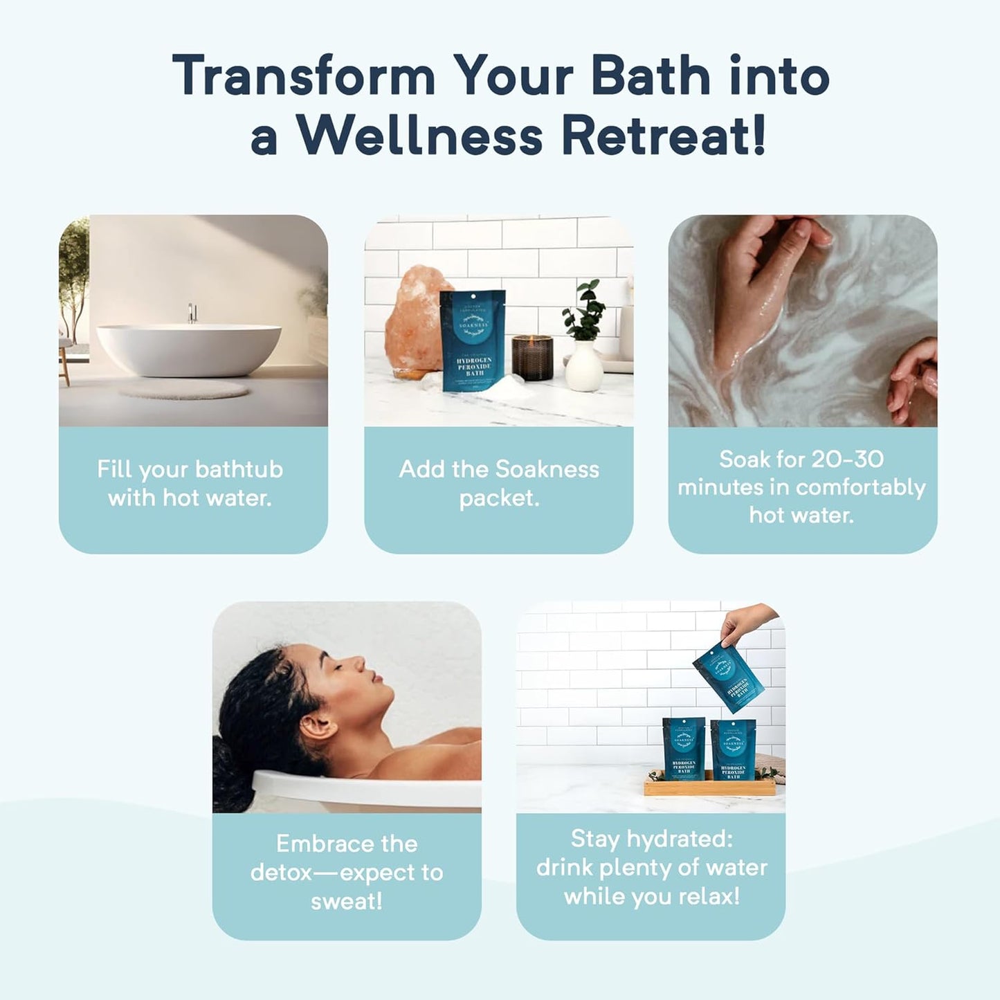 Hydrogen Peroxide Epsom Salt Bath Soak - USA-Made – Patented Bath Salts, Muscle Recovery, & Skin Detoxification – Magnesium Salts for Bathing - Doctor Formulated Pure Epsom Salt (1-Pack)