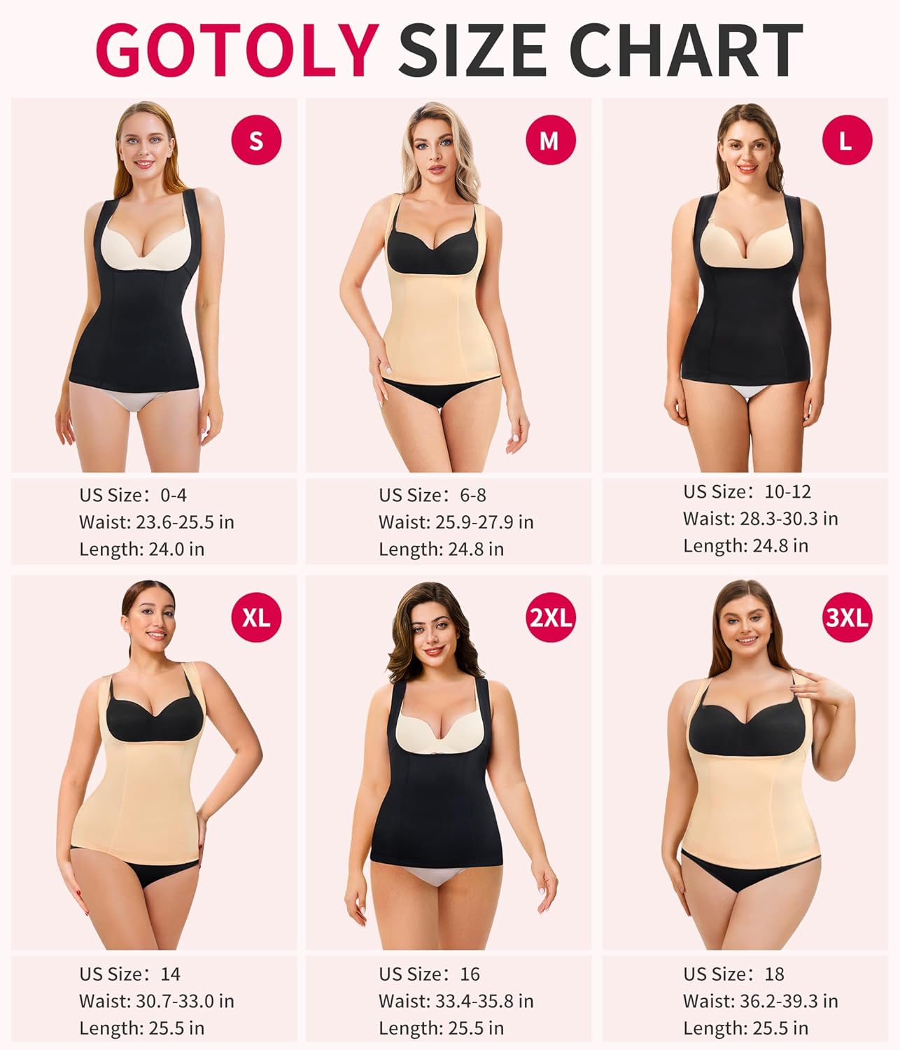 Gotoly Women's Waist Cincher Tummy Control Shapewear Compression Vest Invisible Body Shaper