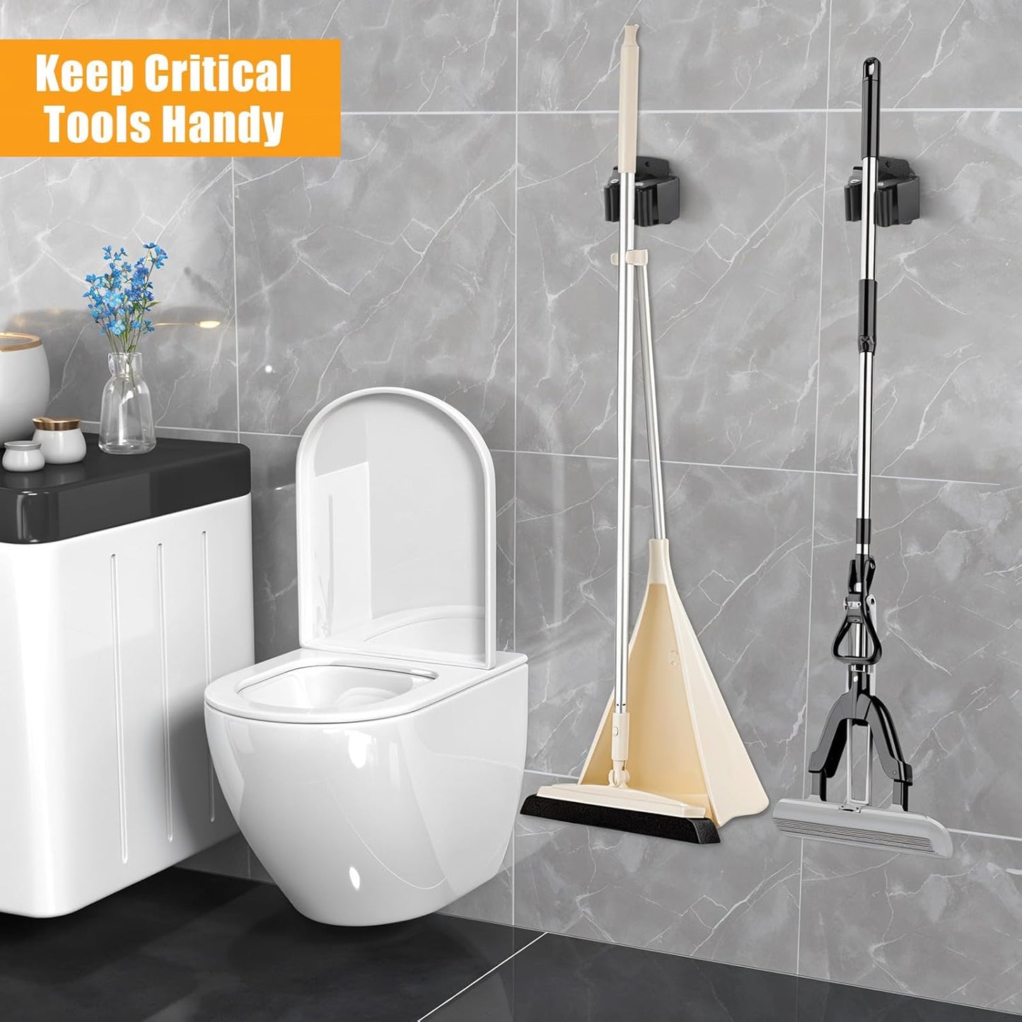 Magnetic Mop Broom Holder,4Pack Heavy Duty Magnetic Broom Holder for Cleaning Tools,D1.69” Strong Broom Mop Holder Wall Mount for Garage Kitchen Laundry Work Shop