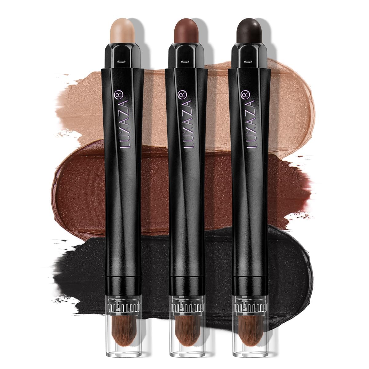 Classic 3PCS Neutral Eyeshadow Stick Makeup Set, Matte Cream Eye Shadow Eyeliner Brightener Pencil Crayon - Cocoa Island Matte