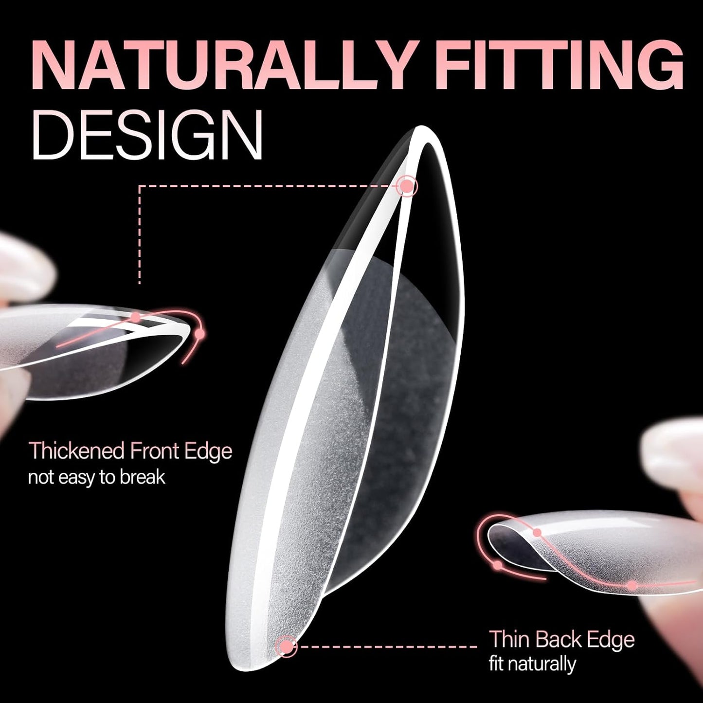 AILLSA Short Almond Nail Tips - Thickened Pre-shaped False Nail Tips Short Almond Shaped Half Matte Nails Tips, Fake Nails Extension 450pcs 15 Sizes with Storage Box