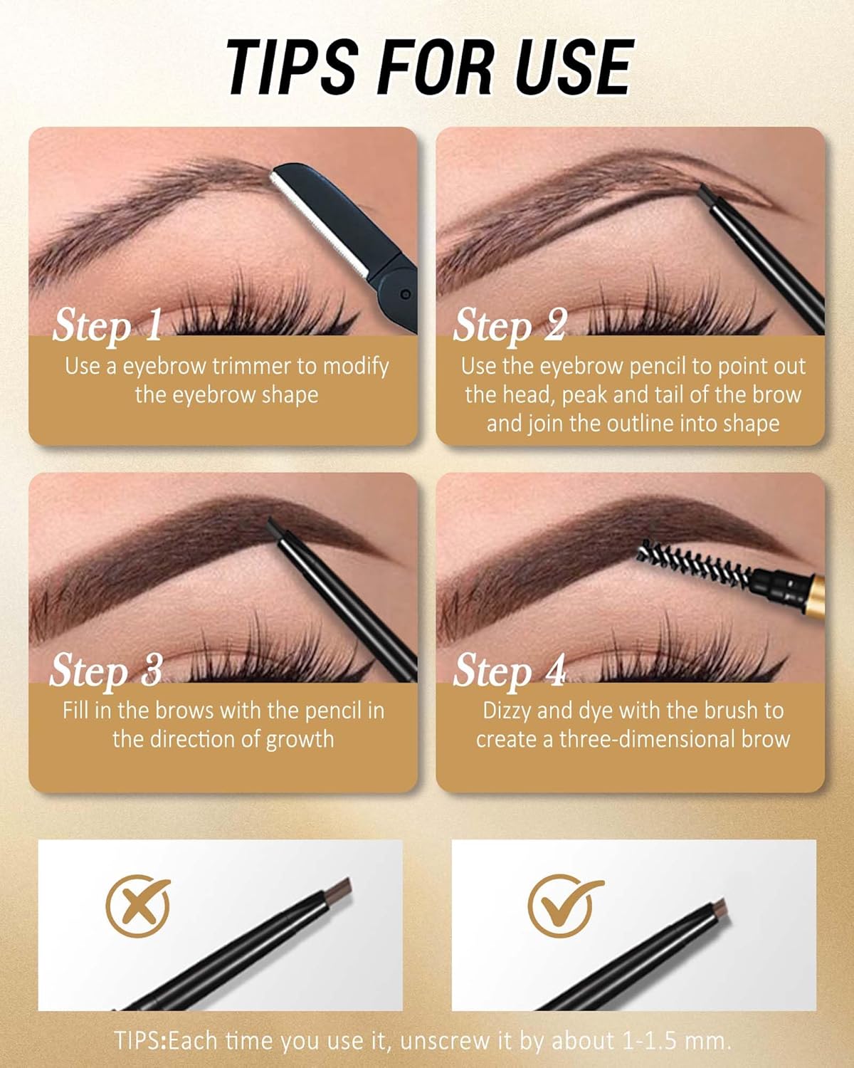 Eyebrow Pencil, 12Pcs Grey Ultra-Fine Retractable Eye Brow Pencil,Long-Lasting Waterproof Eyebrow Tint Pen Kit for Define Shape and Fill Brow,Thanksgiving Eye Makeup Gift Set for Women Girl-04 Gray