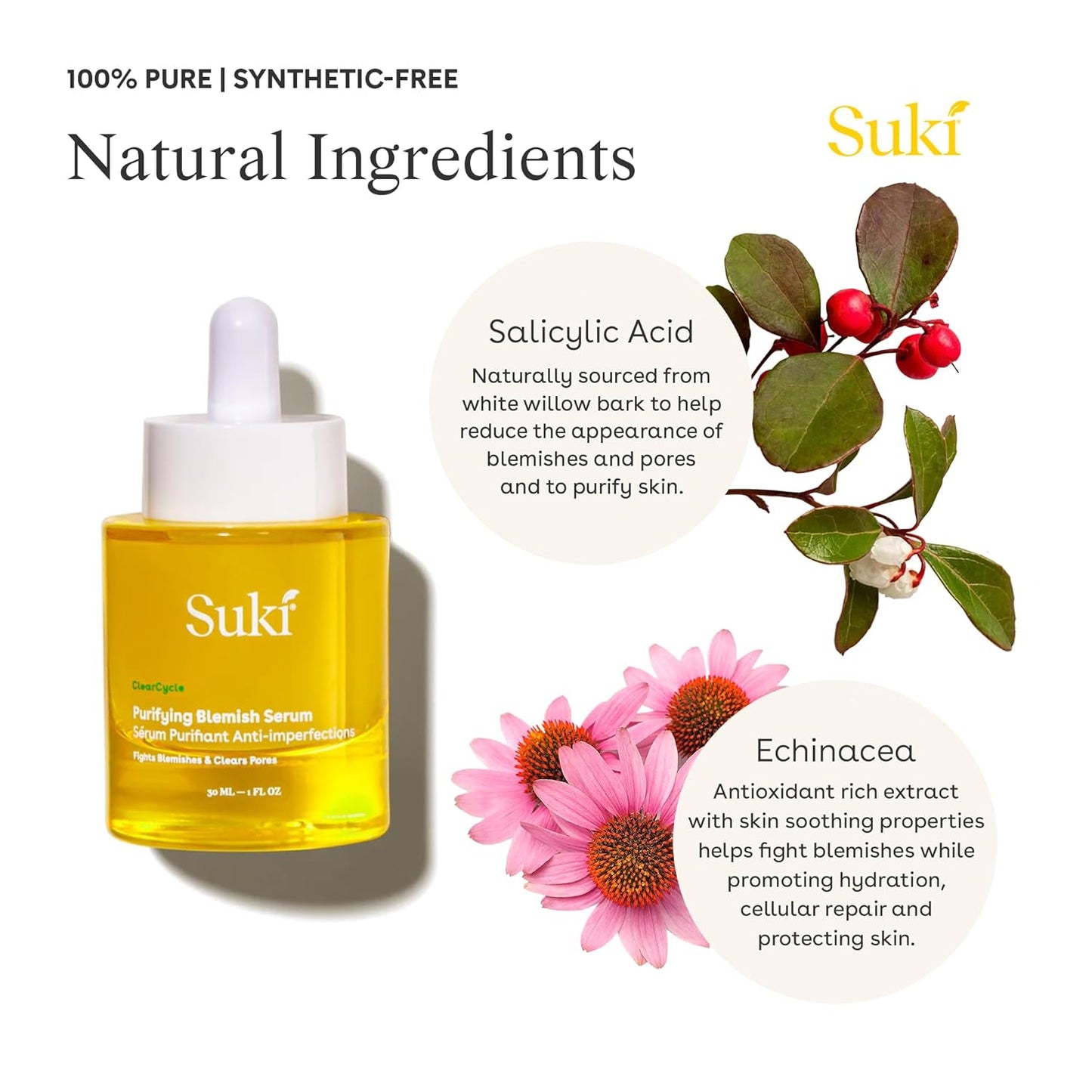 Salicylic Acid Serum - Purifying Blemish Serum for Face & Acne Prone Skin Care with Willow Bark, Echinacea, Pore Refining Goldenseal - Anti Aging Serum to visibly Smooth Uneven Skin Tone & Texture 1oz