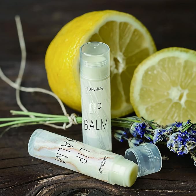 CRASPIRE Lip Balm Labels 80pcs Homemade Lip Balm Labels 2” Clear Lip Balm Labels for Tubes Printable Waterproof Lip Balm Stickers Labels for Lip Balm Handcream Candle Container（Marble Pattern）