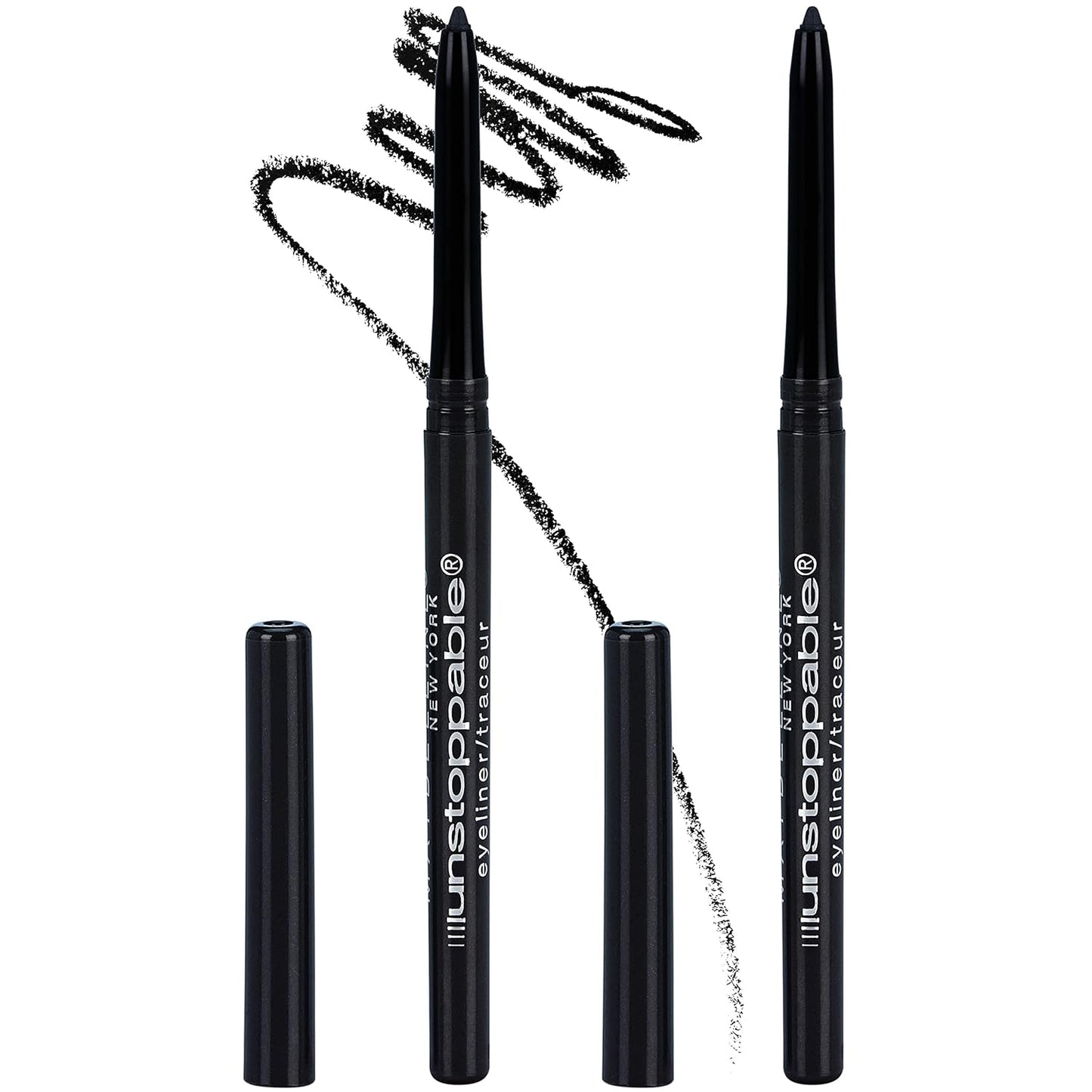 Maybelline Unstoppable Waterproof Mechanical Black Eyeliner Pencil, Easy to Apply, Smooth Glide, Up to 24 Hour Wear, Onyx, Pack of 2