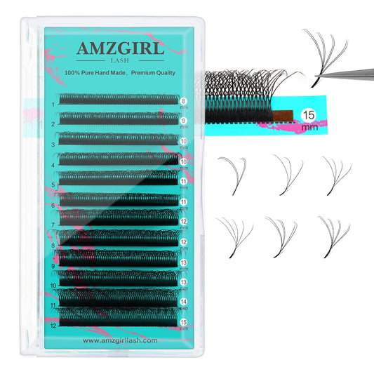 Individual Lashes Cashmere Volume Lash Extensions D Curl 8DW Premade Eyelashes Mixed and Single Tray,Soft and Dense Rapid Blooming Lashes,Eyelash Extensions for Professional Use(8-15mm)