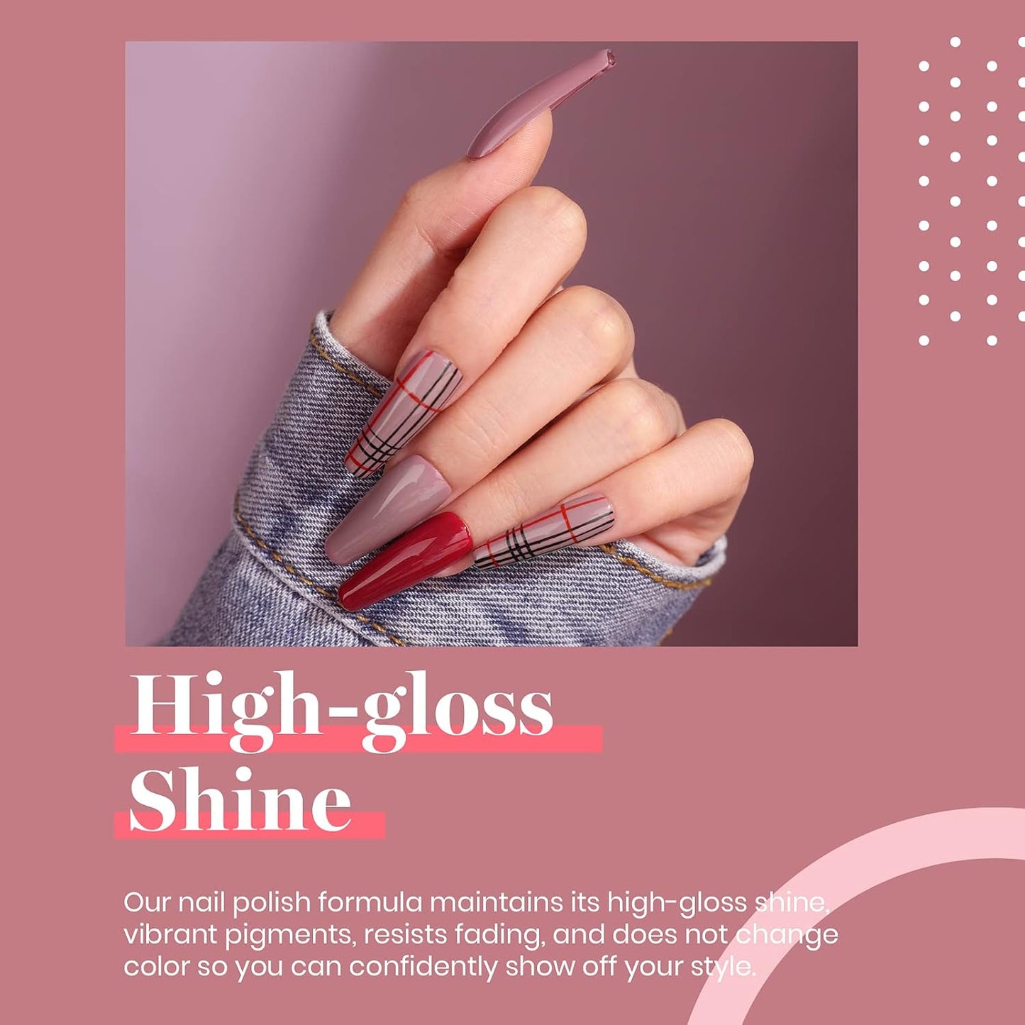 Beetles Purple Gel Nail Polish - 6 Colors Burgundy Red Lilac Glitter Mauve Gel Polish Set Soak Off Uv LED Nail Art Manicure Salon DIY at Home Gifts for Women