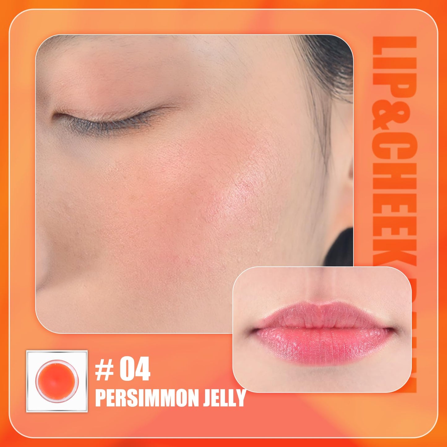 CHARMACY Magic Color Lip & Cheek Balm, PH Color Changing Blusher for Cheeks, Long Lasting Moisturizing Multi Use cream Waterproof Blush Makeup, PERSIMMON JELLY (#04)