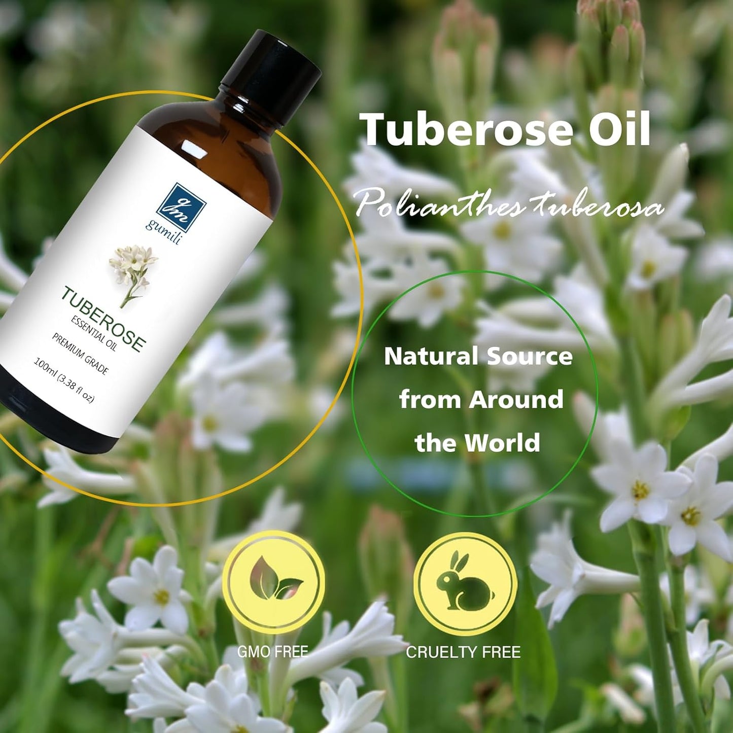 Tuberose Essential Oil, Home Fragrance Oil, Candle Scents Soy Wax Candle Making, Freshie Scents Oils for Soap, Dryer Balls, Diffusers, Laundry, Slime -3.38 oz /100ml