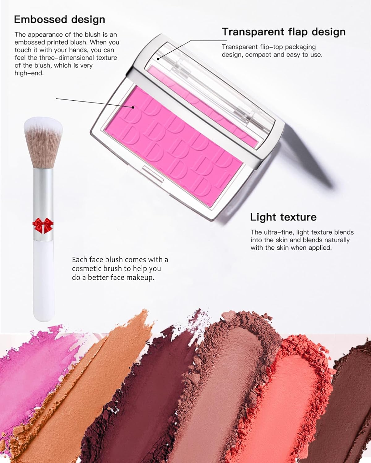 Powder Blush Palette, Matte Powder Makeup Blush for Cheeks, Natural Glow Face Blush Contour Palette, Lightweight, Smooth, High Impact Buildable Color, Long-lasting All-Day Face Enhancing -#Mahogany