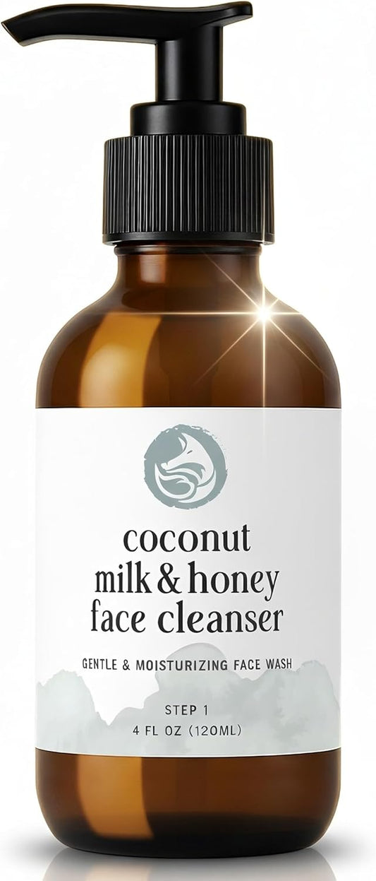 Hydrating Face Wash - Coconut Milk & Honey 4oz | Natural Daily Cleanser for All Skin Types — Gentle Non-Drying Formula, Fragrance-Free with Jojoba Oil & Aloe, Ideal for Sensitive & Dry Skin