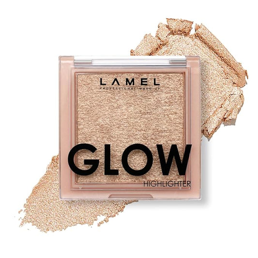 LAMEL Glow Highlighter: Face Make Up & Contour Palette in Deep, Vibrant Colors - Natural Shimmer - Compact Size & Perfect for Travel - Cruelty Free - 3.8gr/0.13 oz 402 (Sun)