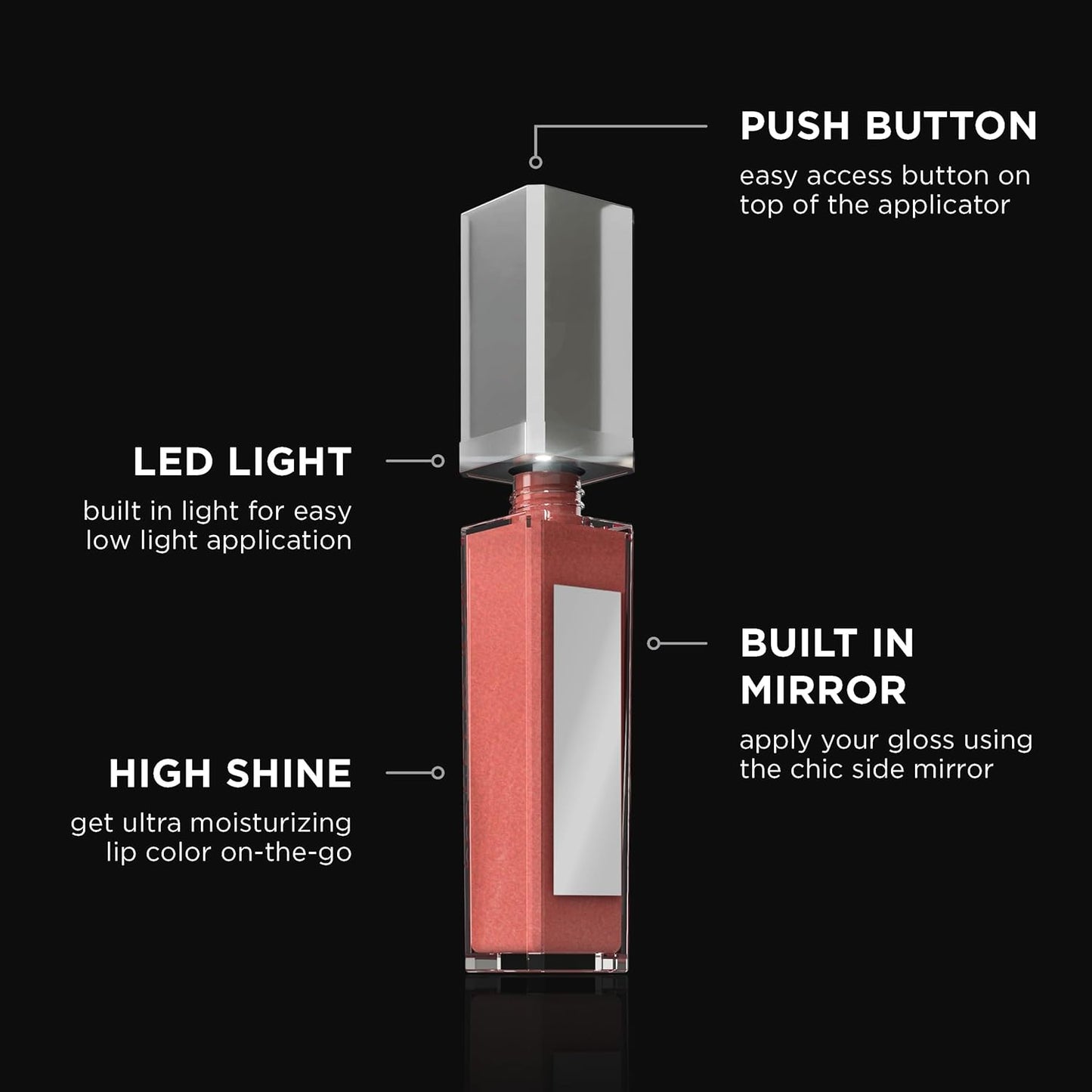 Pure Cosmetics Pure Illumination Lip Gloss - LED-lit Applicator w/Side Mirror - Non-Sticky, Moisturizing & Hydrating Lip Glosses - Soothes & Heals Dried Chapped Lips (Oopsy Daisy)