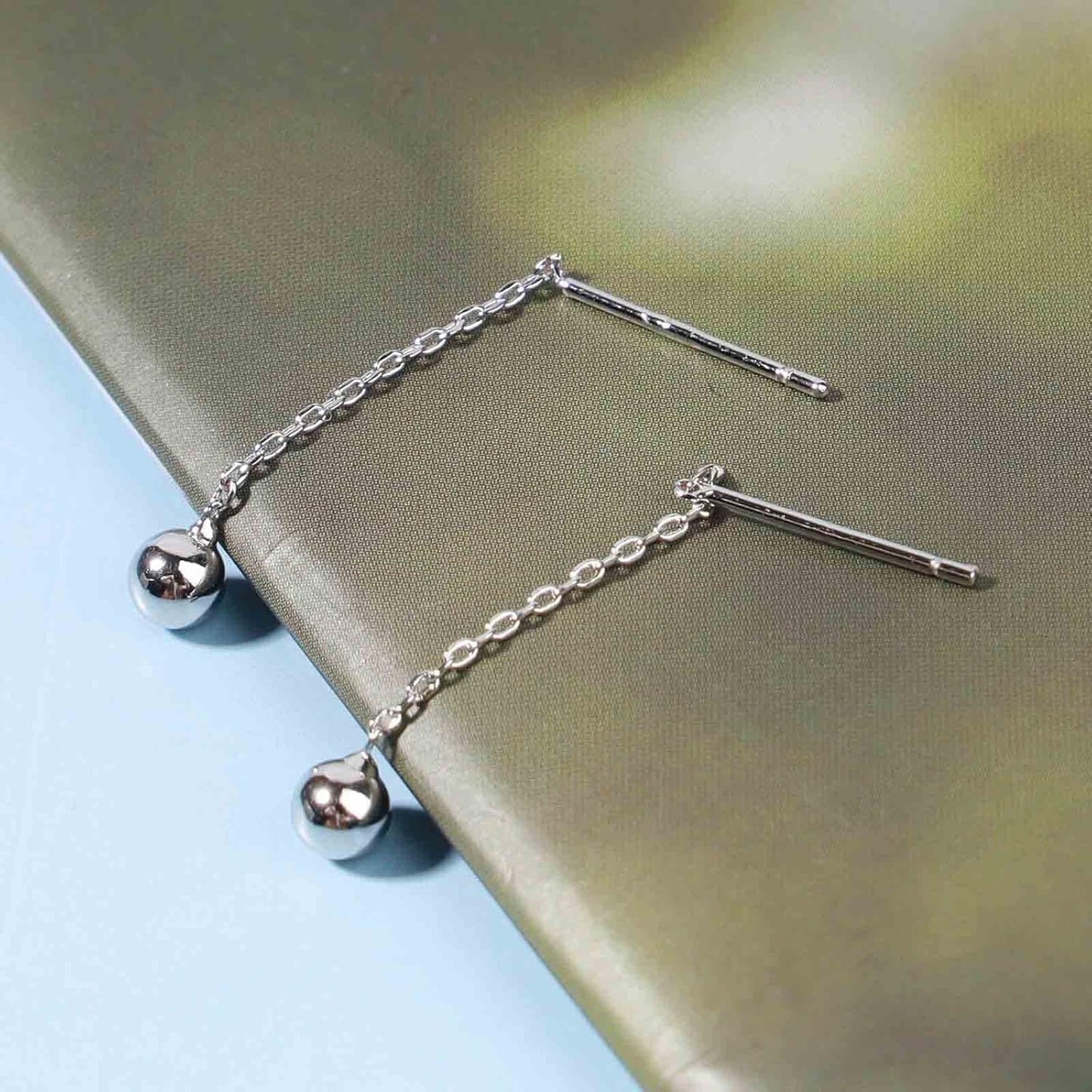 Boho Bar Threader Earrings Silver Line Earrings String Drop Dangle Earrings Pull Through Long Chain Earrings Jewelry for Women and Girls
