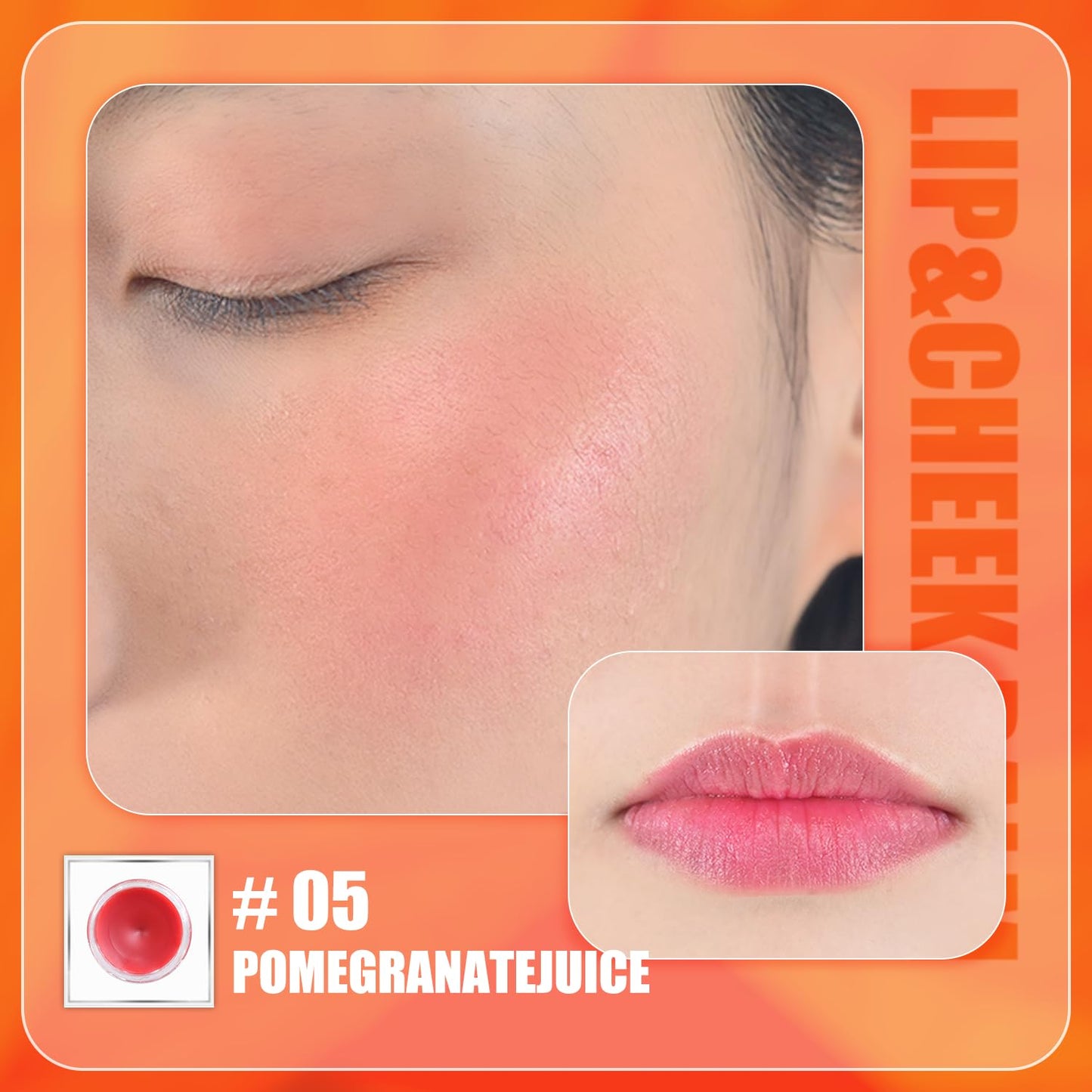 CHARMACY Magic Color Lip & Cheek Balm, PH Color Changing Blusher for Cheeks, Long Lasting Moisturizing Multi Use cream Waterproof Blush Makeup, POMEGRANATE JUICE (#05)