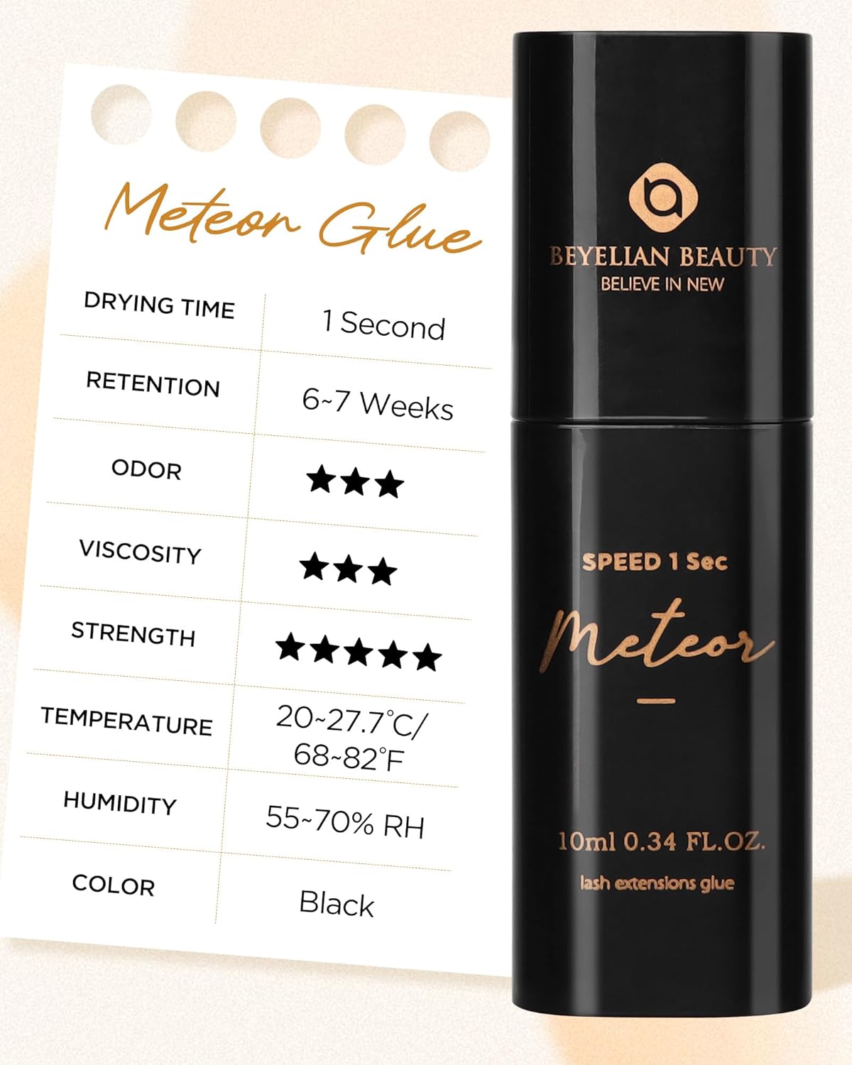 Lash Extension Glue, Professional Eyelash Extension Glue for Volume and Classic Lashes 10 ml, Smart Drop Technology Accurate 0.03 ml, 1S Dry Time, 6-7 Weeks Retention by BEYELIAN