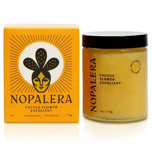 Nopalera Mandarina Cactus Flower Exfoliant - Face & Body Scrub, 3-in-1 Cleanser, & Moisturizer, Vegan, Cruelty-Free, Natural Citrus Scent, Dye Free, 6 oz.