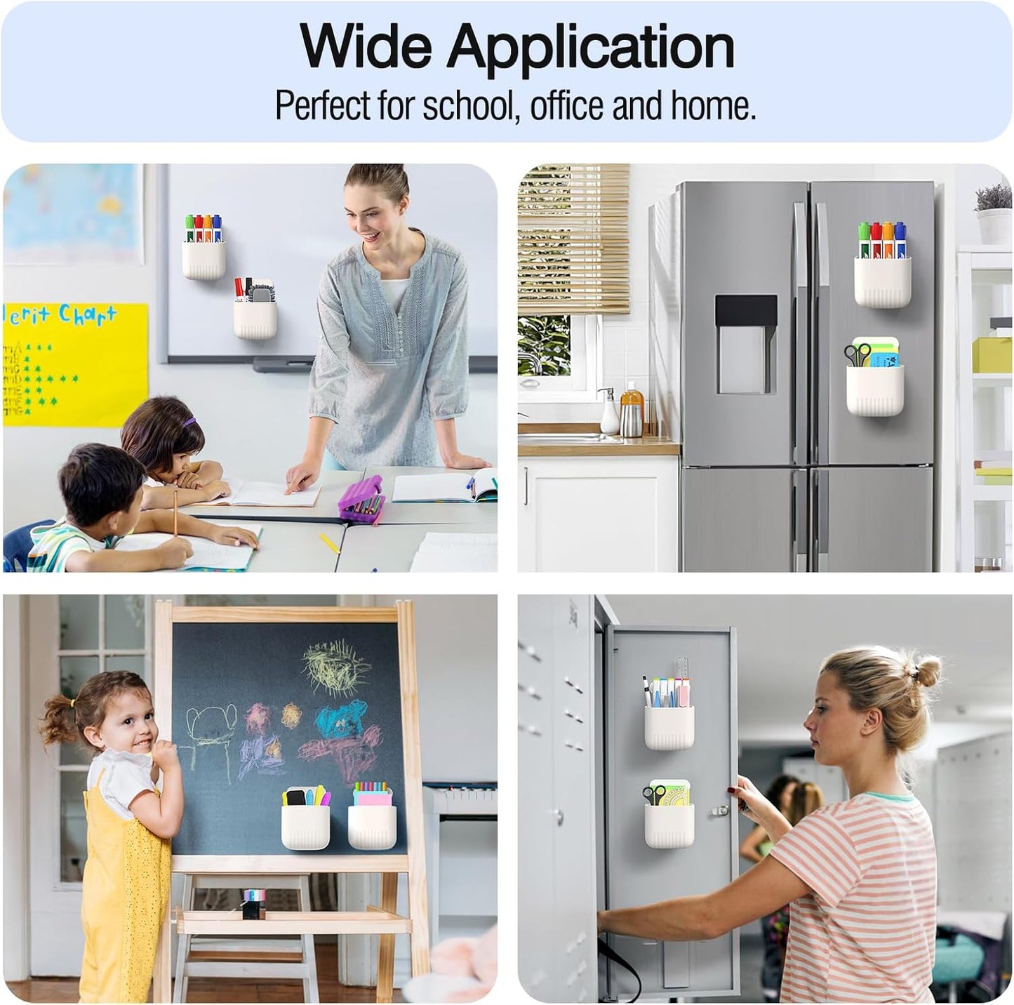 MoKo Magnetic Dry Erase Marker Holder 2Pack, Magnetic Marker Holder for Whiteboard, Pen Case Pencil Storage Organizer for Office, Locker, Refrigerator, White