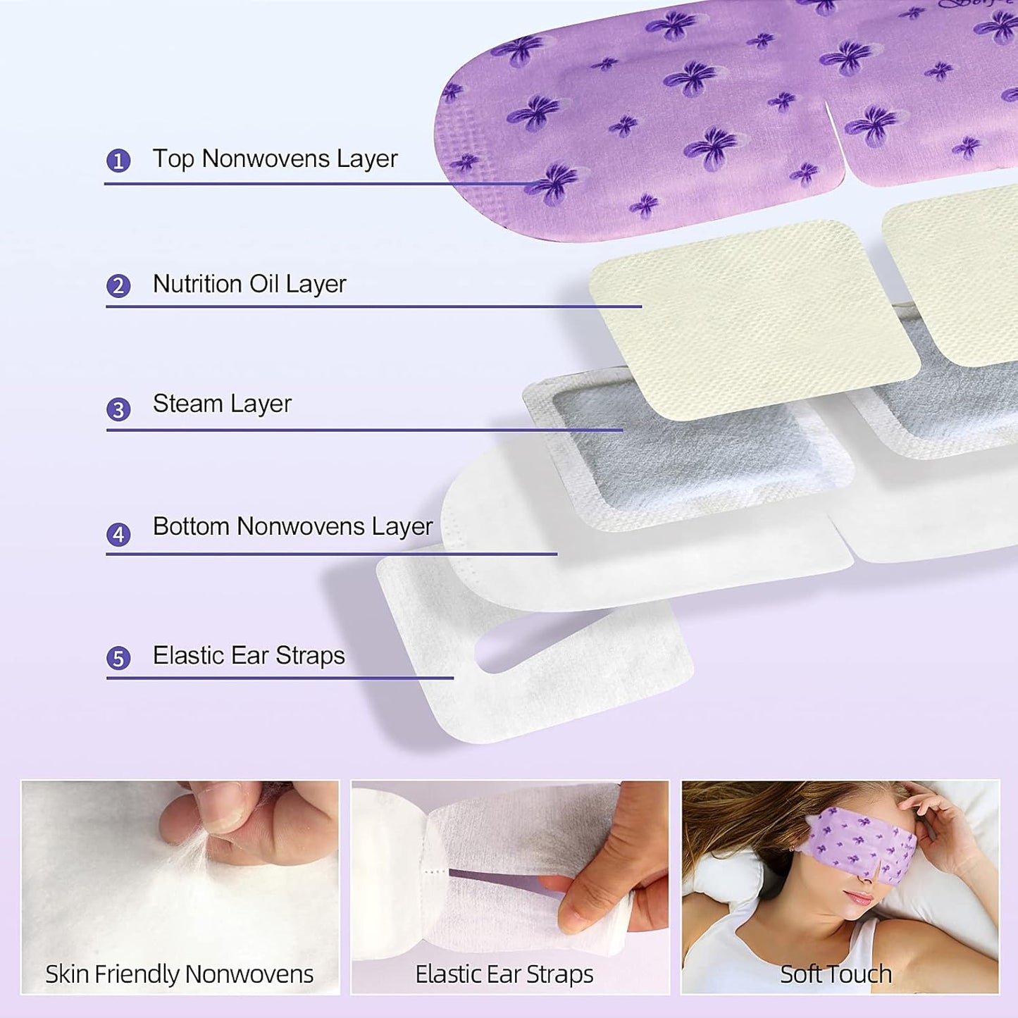 Serfeymi 10 Packs Steam Eye Mask Sleeping Mask for Women, Eye Beauty Heated Eye Mask, Hot Compress Disposable Promote Sleep Eye Mask for Puffy Eyes, Dry Eyes, Dark Circles, Tired Eyes (Lavender)