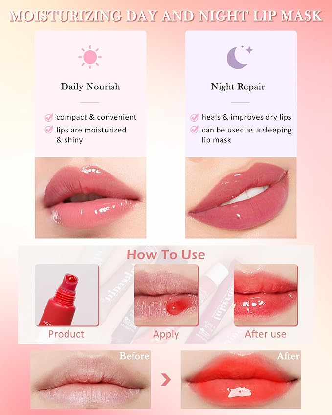 Lip Butter Balm Vanilla,Hydrating Tinted Butter Lip Gloss,Clear Lip Mask Lip Care Moisturizer,Glossier Lip Treatment Balm,Non-Sticky Jelly Glow Reviver Fat Lip Oil Lipgloss,Makeup Gift for Women-01