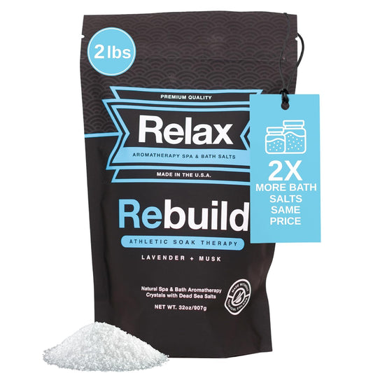 Relax Spa & Bath, Epsom & Dead Sea Salts, Aromatherapy Bath Salts for Hot Tub, Bath, or Spa, Infused with Magnesium, Rebuild Athletic Soak Therapy