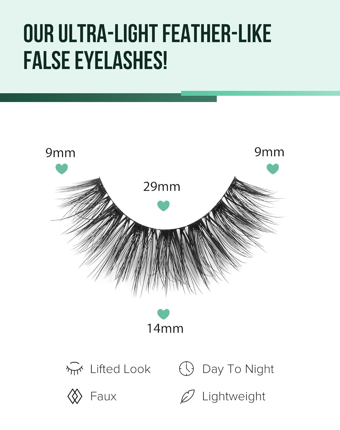Lashes Wispy False Eyelashes Natural Look Fluffy Mink Lashes Doll Eyelashes Thick Faux Mink Eyelashes C Curl Fake Lashes 14MM 7 Pairs