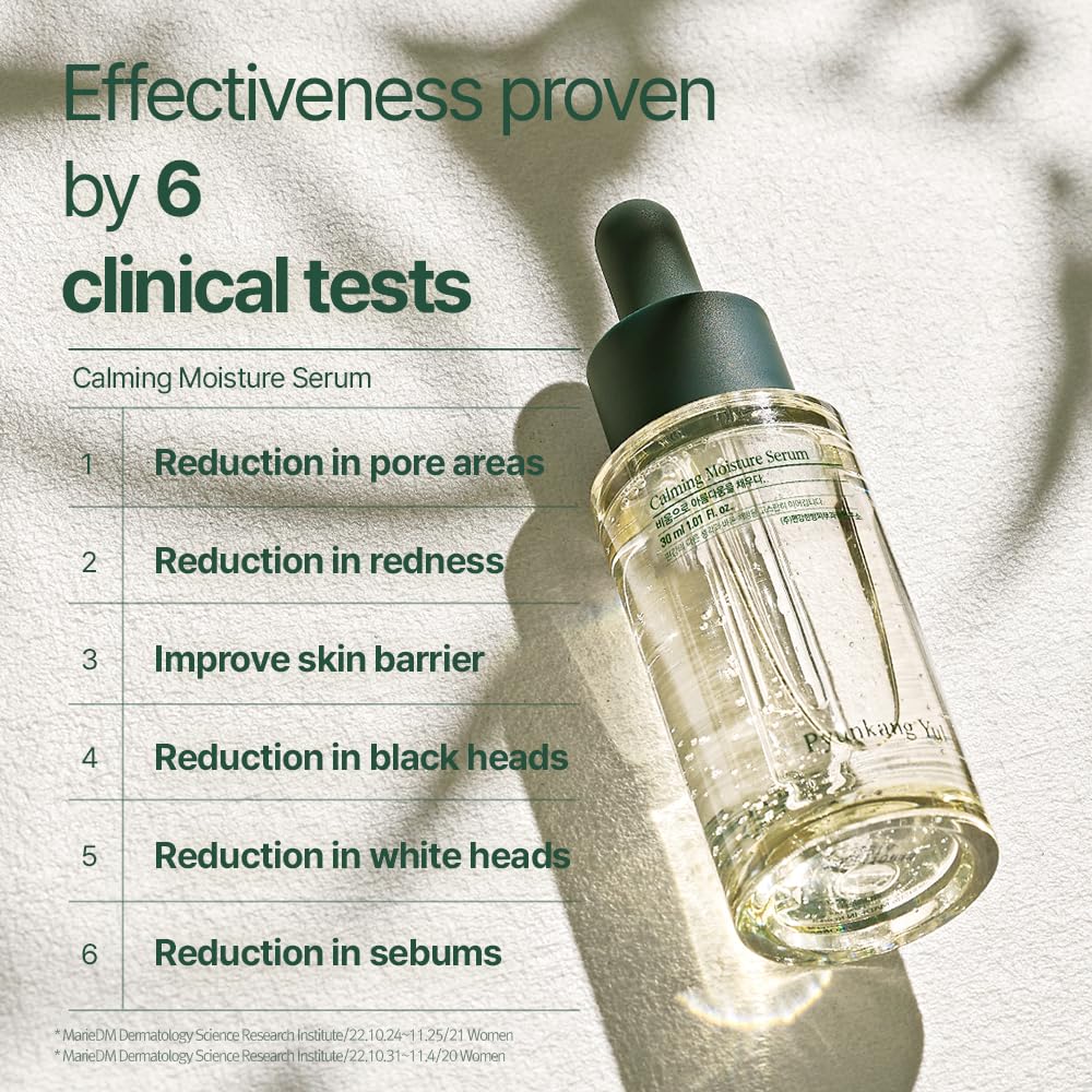 Pyunkang Yul Calming Moisture Serum for Strong Daily Moisturizing Power, Skin Revival & Soothing Care with Centella Asiatica, Tea Tree, 5 Hyaluronic Acids, Ceramide |