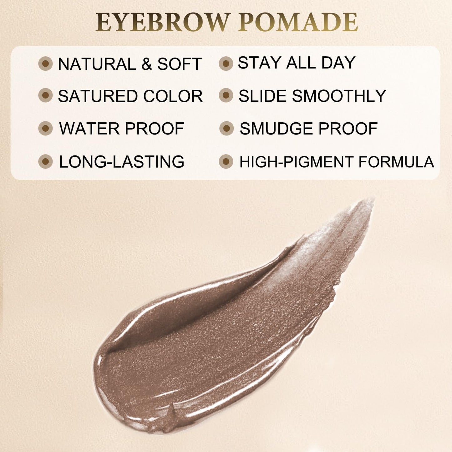 Eyebrow Pomade - Waterproof Brow Pomade for Long-lasting Results,Smudge Proof and Sweat Resistant Formula,Natural Eyebrow Makeup for All Skin Types and Tones - Ash Brown