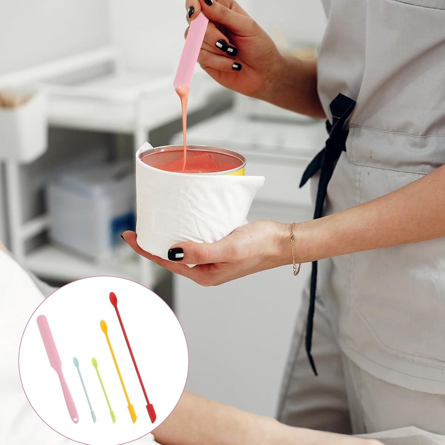 5 PCS Beauty Spatula Makeup Spatulas Silicone Cosmetics Lotion Spatula Multicolor Facial Spatula Set Reusable Rubber Spatula Beauty Silicone Stir Sticks for Cosmetic Kitchen Bottles