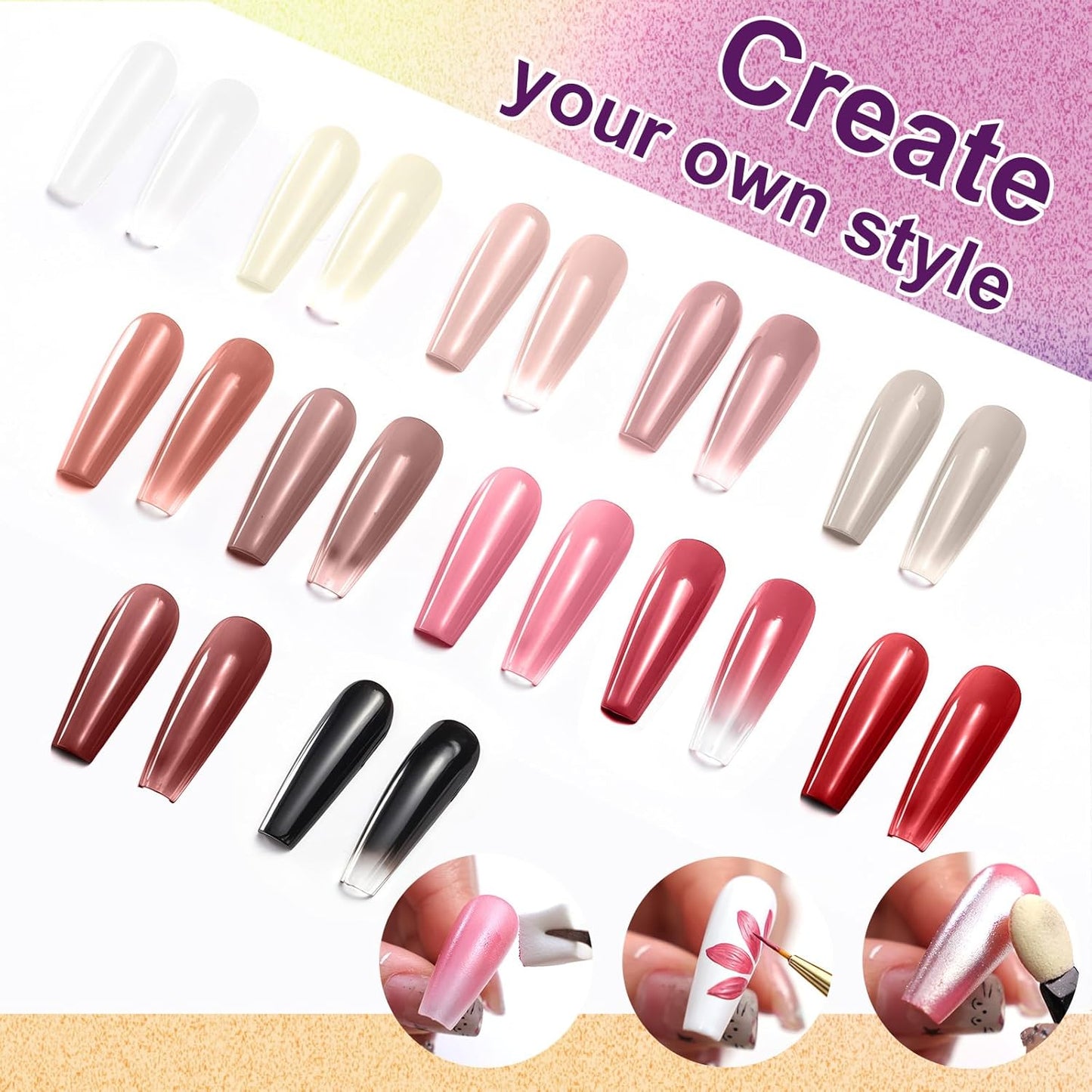 Gradient Painting Gel, 12 Colors Ombre Gel Nail Polish for Pigmented Pat Painting Gel French Manicure No-wipe Soak of UV DIY Art Home Salon Palette Chiffon Hues
