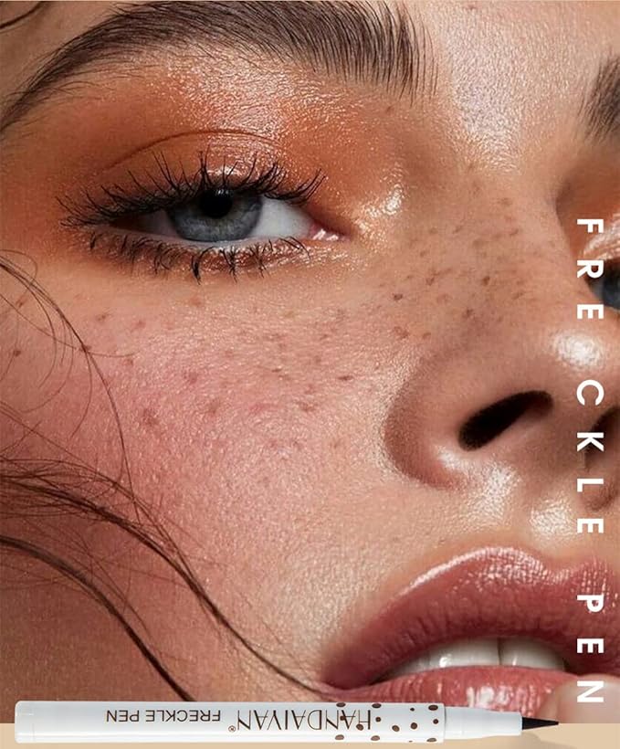 Freckle Pen 4 Colors Natural Freckle Pen Fake Freckle Pen Waterproof Long Lasting Soft Spots Natural Relaxing Sun Makeup (Dark Brown)