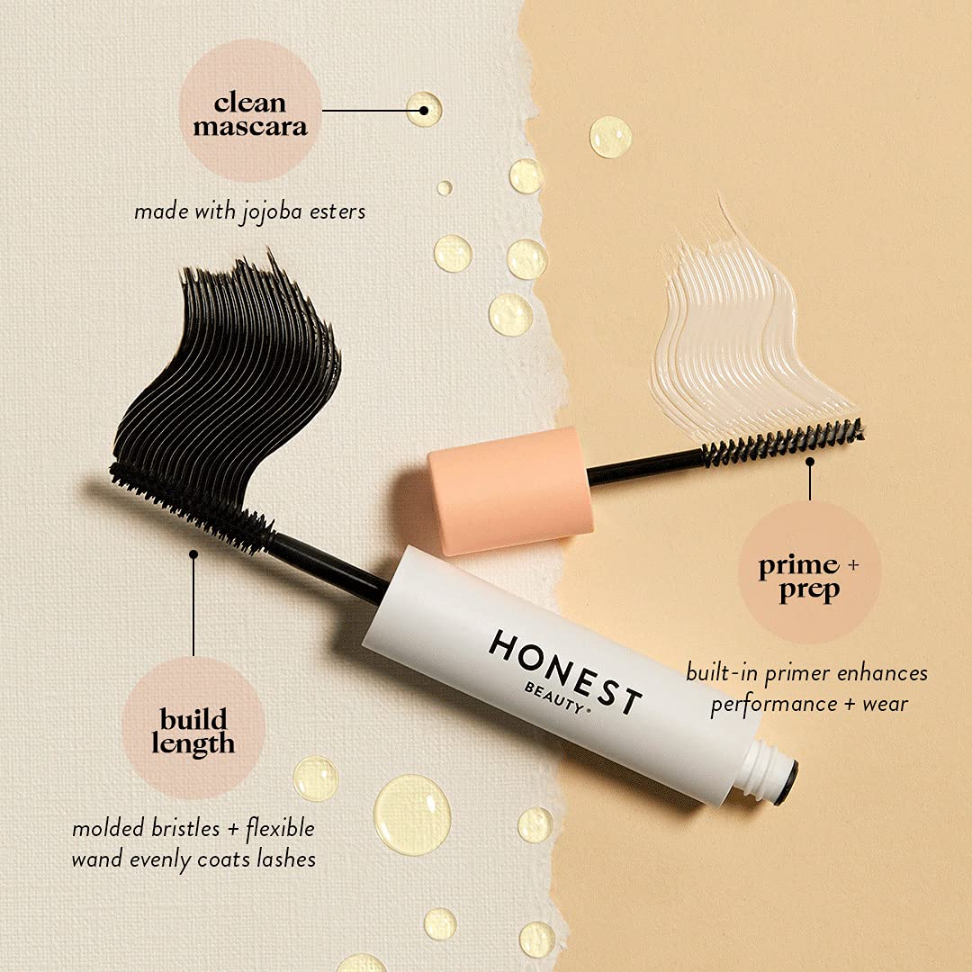Honest Beauty 2-in-1 Extreme Length Clean Mascara + Lash Primer | Lengthening + Volumizing | EWG Verified + Cruelty Free | Black, .27 fl oz