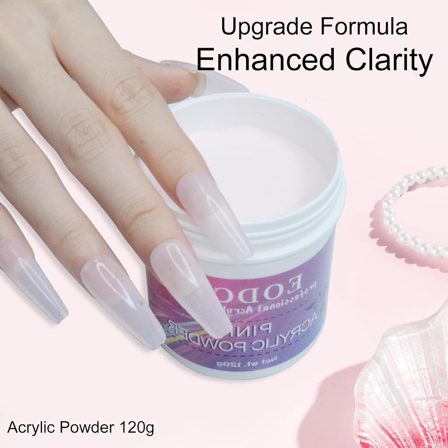Clear Acrylic Nail Powder Professional 120g Acrylic Nail Powder Polymer for 3D French Nail Manicure Extension Nail Carving Large Capacity