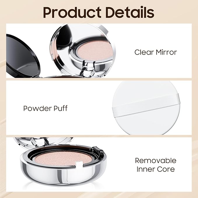 Mushroom Head Air Cushion CC Cream - BB Cream Foundation Makeup Moisturizing Concealer Long-Lasting, Cushion Foundation Full Coverage Self Adjusting (Ivory, 1 PCS)