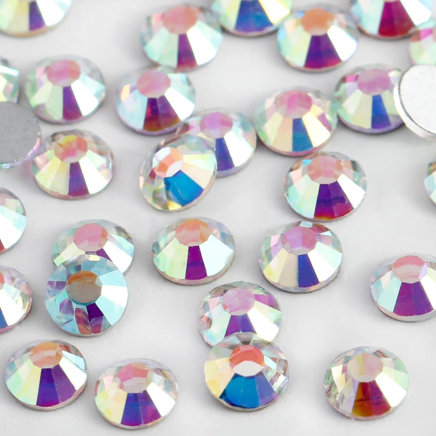 2000PCS SS20 Flatback Rhinestones | 12-Facet Diamond-Cut Glass Gems for Nail Art, Clothing, DIY Crafts |Glue-On Decoration Stones with Silver Backing(Crystal AB)
