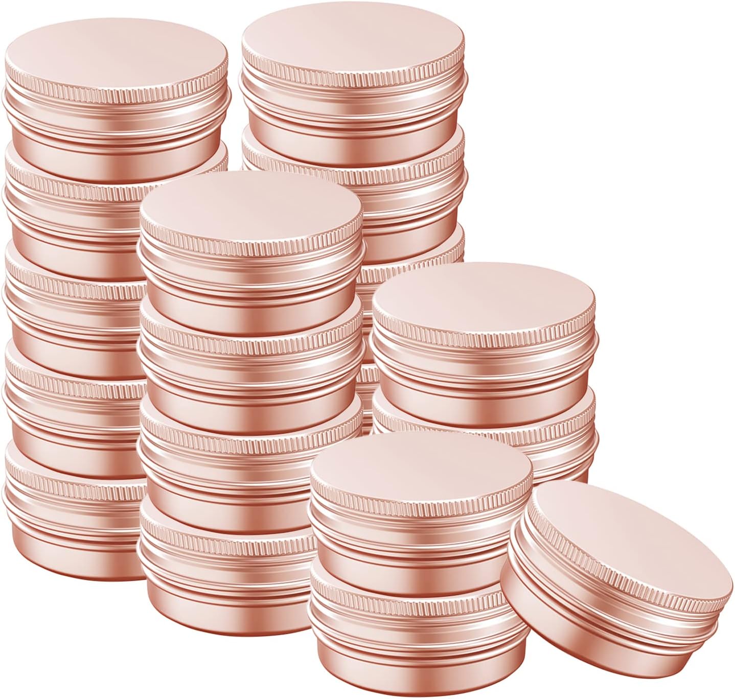 2 Ounce Aluminum Tin Jar with Screw Cap 60mL Tin Cans Refillable Containers for Cosmetic, Lip Balm, Cream, Lotion, Balms, Spices, Salve, Rose Gold 20 Pcs