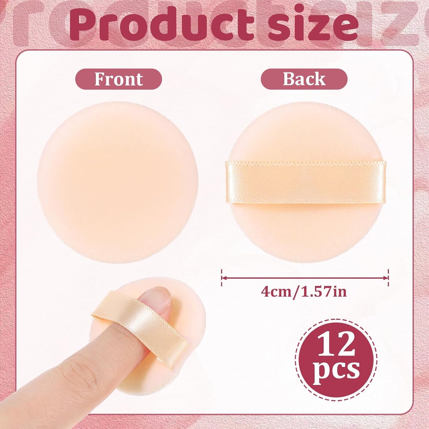 12 PCS Small Powder Puff Mini, Makeup Powder Puff Skin Color Soft Small Powders Puffs 1.5 Inches Powders Pact Microfiber Makeup Sponges Finger-Sized Makeuppuff for Women Beauty Blender Sponge