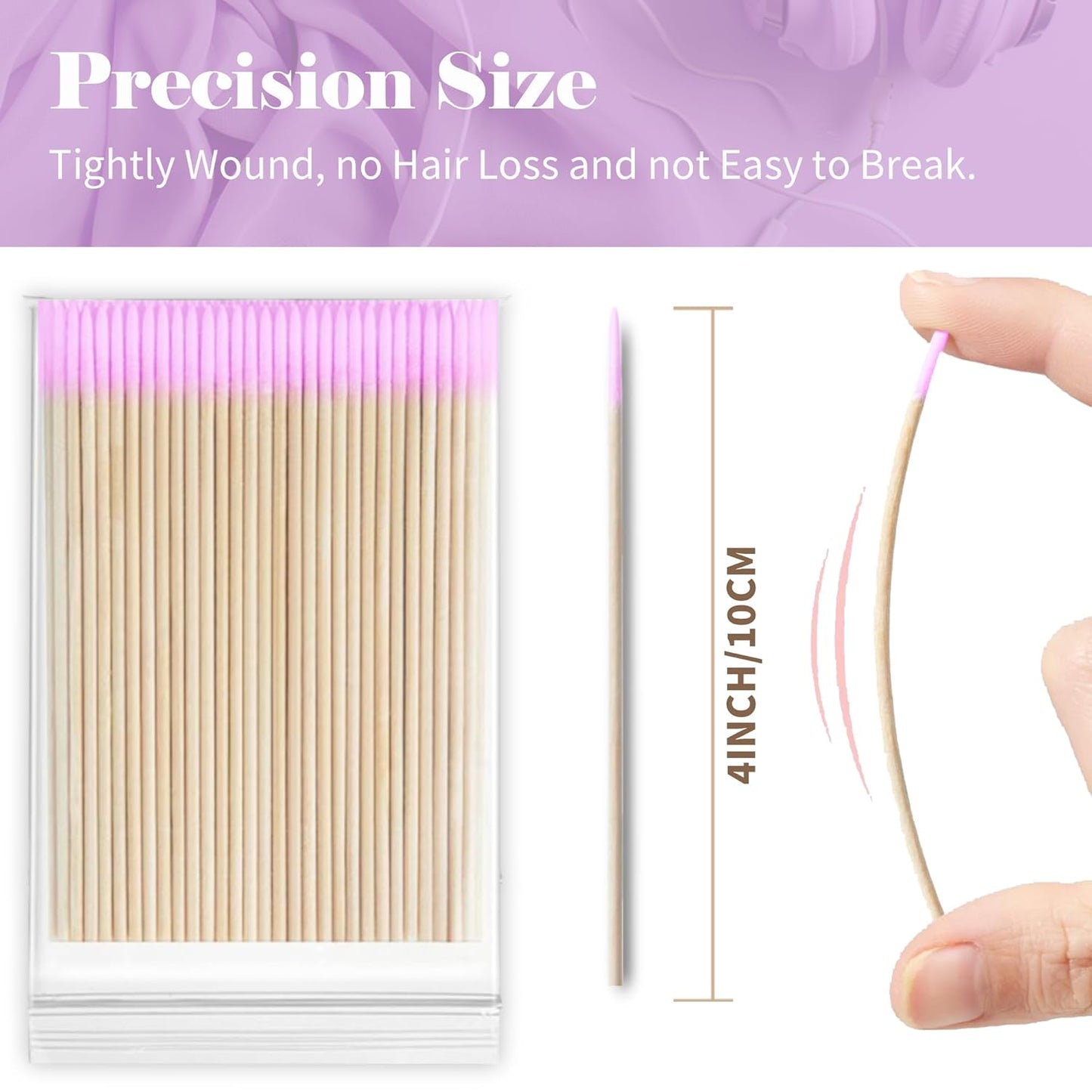1000PCS Pointed Cotton Swabs - Precision Tip Cotton Swabs - 4 Inch Microblading Cotton Swabs - Microblading Cotton Buds for Eyebrow Eyelash Extensions, Makeup, Nails, Tattoo Permanent Supplies（PINK）