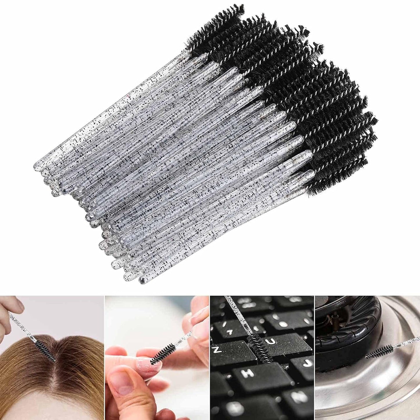 Tbestmax 500 Disposable Mascara Wands Eyelash Brush Spoolies for Eyebrow Eye Lash Extension Black