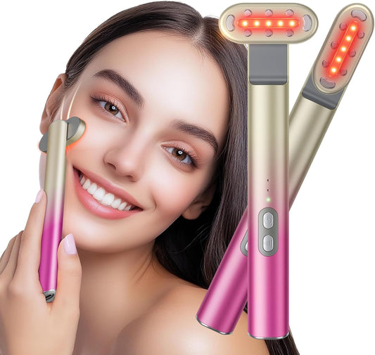 7 in 1 Red-Light-Therapy，Red Light Therapy for Face Eye Skincare Equipment at Home，Red for Skincare & Blue Rejuvenation Tool (Rose Purple)