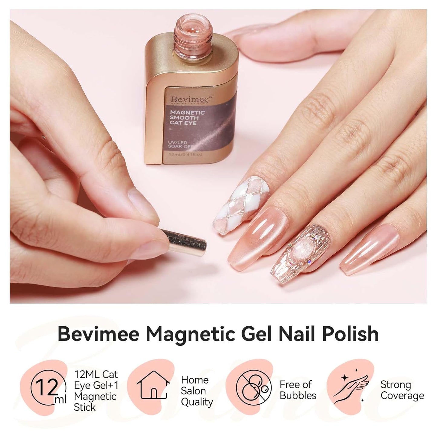 Cat Eye Gel Nail Polish, Moonlight Cateye Gel Polish 12ML Magnetic Nail Polish Holographic Glitter Mirror Glass Ceramics Smoothie UV Gels for Nail Art Manicure DIY at Home 1PC