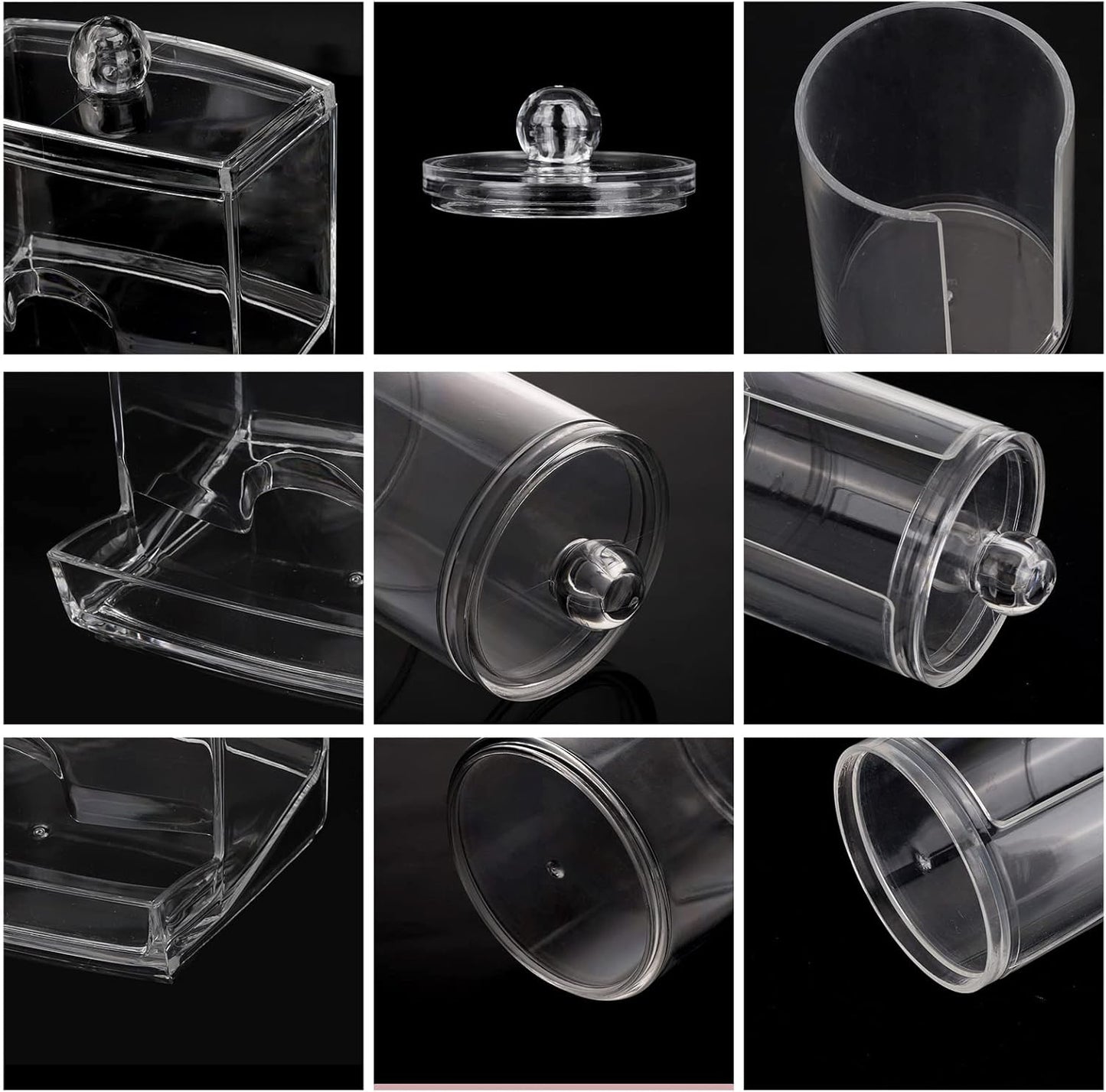 Tbestmax Bathroom Organizer Accessories Set-10 OZ,7 OZ Qtips Holder Storage with Clear Plastic Lids, Cotton Ball/Swabs Dispenser, Apothecary Container Jar 3 Pcs